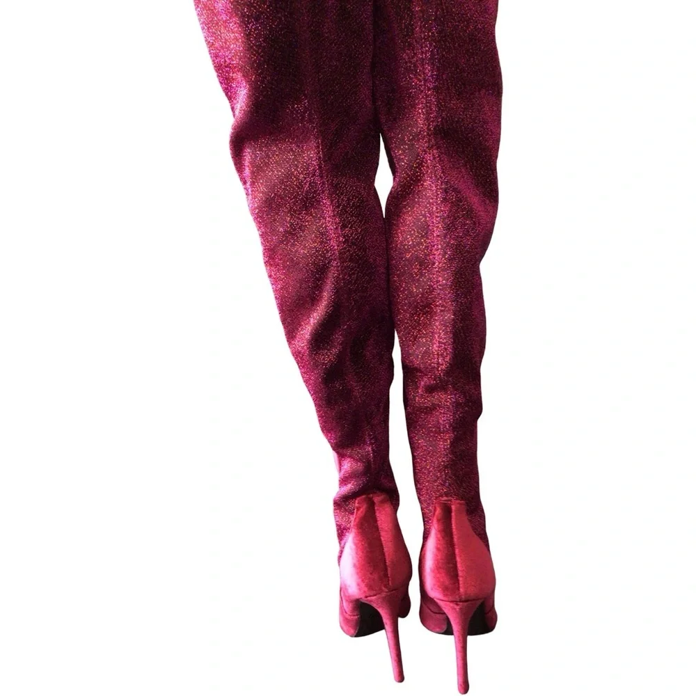 Shoe Republic LA Shimmering Fuchsia Over-the-Knee Boots